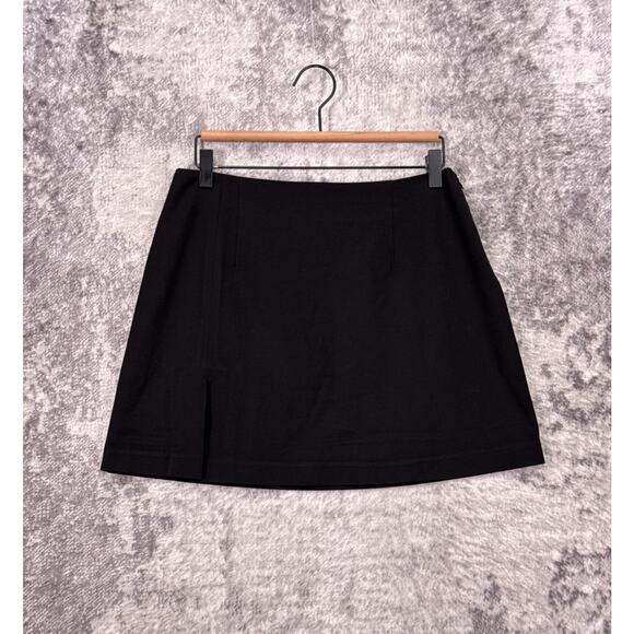 Djerf Avenue Must Have Mini Skirt Medium Womens Black Side Slit - Picture 1 of 8